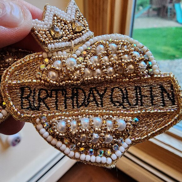 Claire's Birthday Queen Beaded Embroidered Earrings - Picture 14 of 14